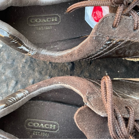 Coach Womens Kodie Oxford Flat Shoes Brown Signature Logo Leather - Picture 5 of 15